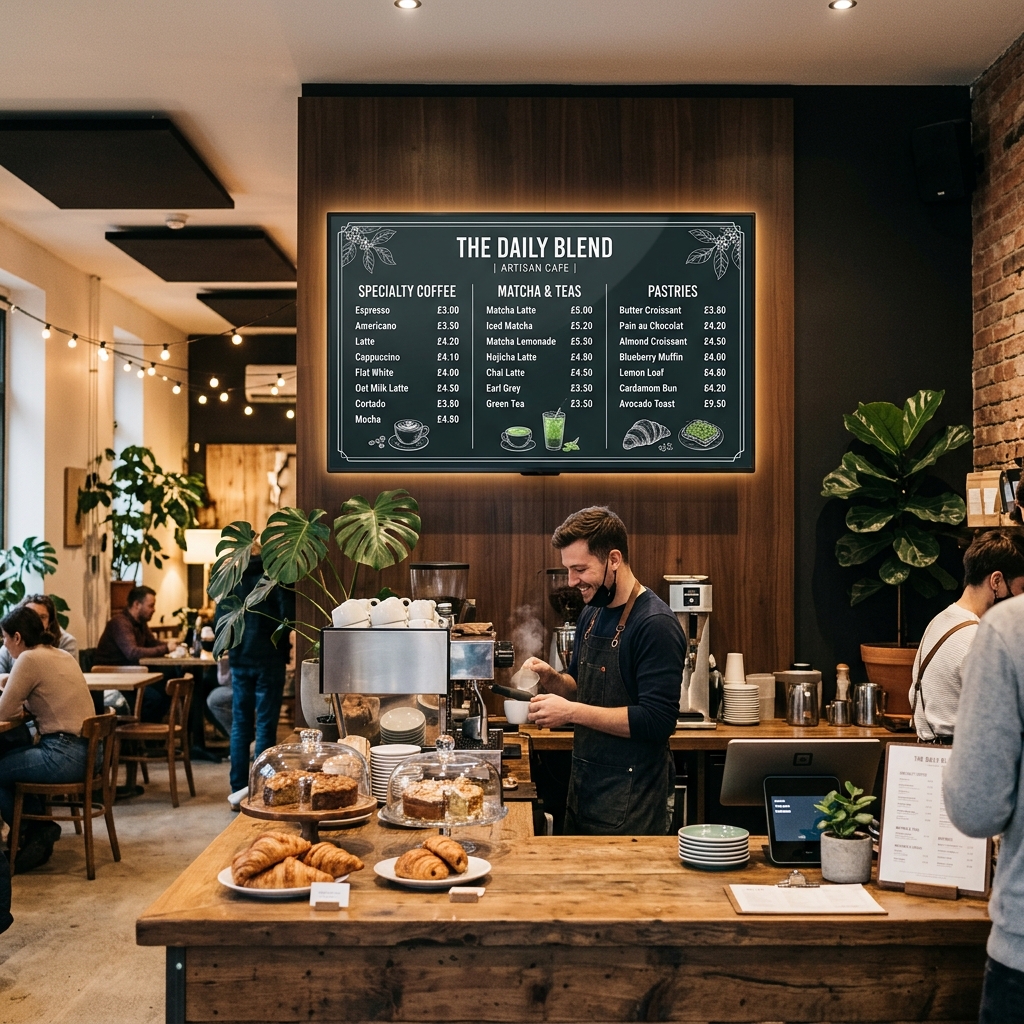 Digital Menu Board in Cafe